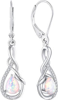 Starchenie Infinity Dangle Drop Earrings Sterling Silver Leverback Earrings Gemstones Twisted Jewelry