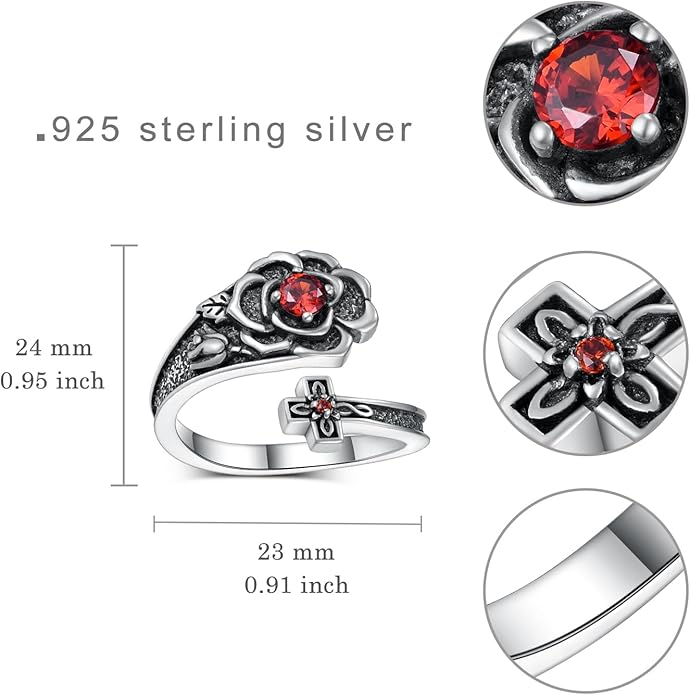 TYSO Tree of Life/Rose/Sunflower/Bee Spoon Ring 925 Sterling Silver Adjustable Thumb Rings Birthday Jewelry Gifts for Women