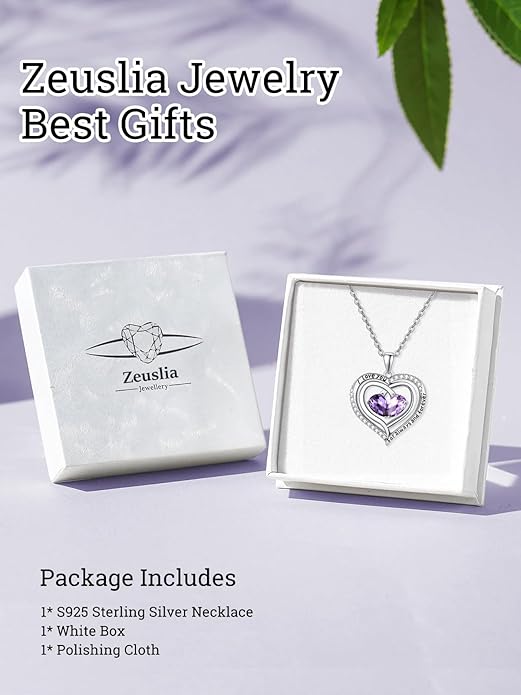 Valentine's Day Gifts for Wife 925 Sterling Silver Double Birthstone Pendant Necklaces I Love You for Always and Forever Necklace Anniversary Birthday Gifts for Wife Girlfriend Mom Her