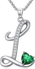 Valentines Day Gifts for Women Alphabet A to Z Initial Birthstone Pendant Necklaces for Women - 18k White Gold Plated Personalized Name Jewelry Valentine Mothers Day Birthday Gifts for Women Her Girlfriend