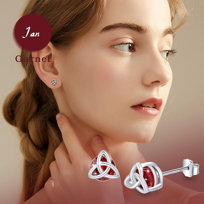 MEDWISE 925 Sterling Silver Birthstone Stud Earrings for Women Birthday Jewelry Gifts for Daughter Mother Women Valentines Day Gifts for Her