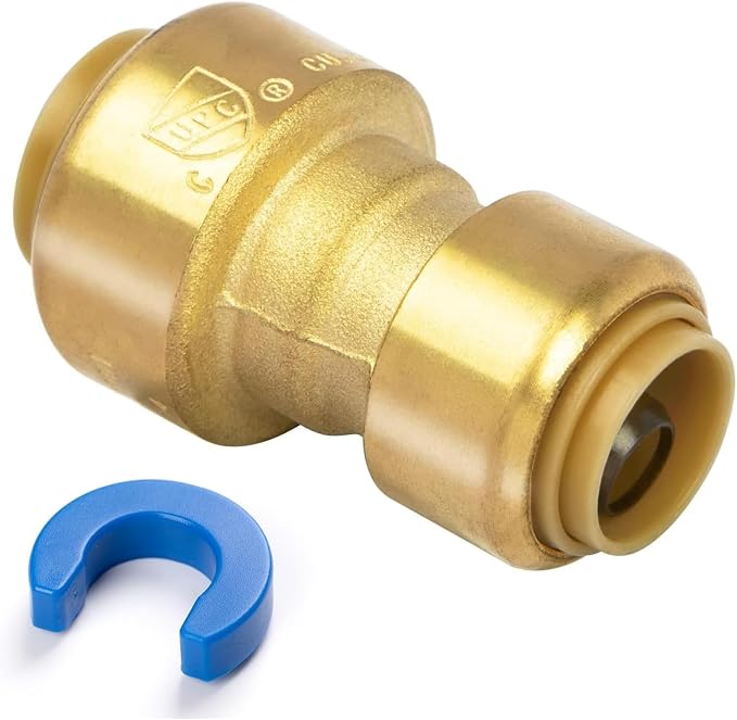 Push-Fit Reducing Coupling, 1/2" to 3/8" Brass Plumbing Fitting by KAINGA