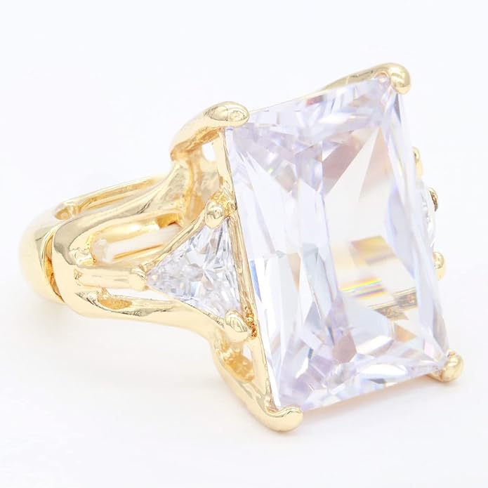 Lavencious Big Bold Radiant CZ Stones Stretch Rings for Women Size for 7-9