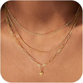 Layered Necklaces for Women,Dainty 14k Gold Plated CZ Layered Choker Necklace for Women Trendy Non Tarnish Hypoallergenic Beaded Paperclip Chain Necklace Stack Women's Minimalist Gold Jewelry Gifts