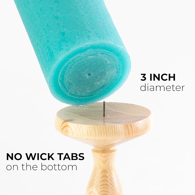 Turquoise Pillar Candles 3x8 Inch – Set of 2 Unscented Dripless Large Candles - Image 2
