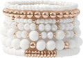 GOOJIDS Surfer Heishi Clay Bead Bracelets for Women Bohemian Stackable Gold Plated Beaded Stretch Bracelets Elastic Layering Friendship Bracelets Set Boho Jewelry