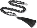 INBLUE 108 Mala Prayer Beads Wrap Necklace with Long Tassel Boho Necklace for Women Amazonite Bead Bracelet with Spiritual Tree of Life Pendant 108 Beads Necklace for Meditation