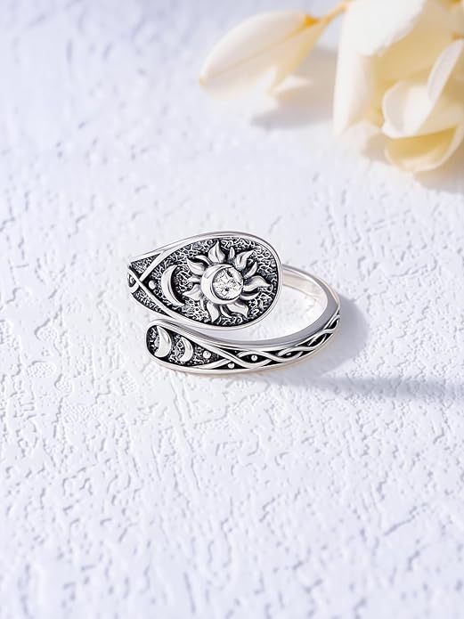 JKR Turquoise Spoon Rings for Women Sterling Silver Vintage Antique Thumb Ring Boho Jewelry Anniversary Birthday Gift for Wife Her Mom