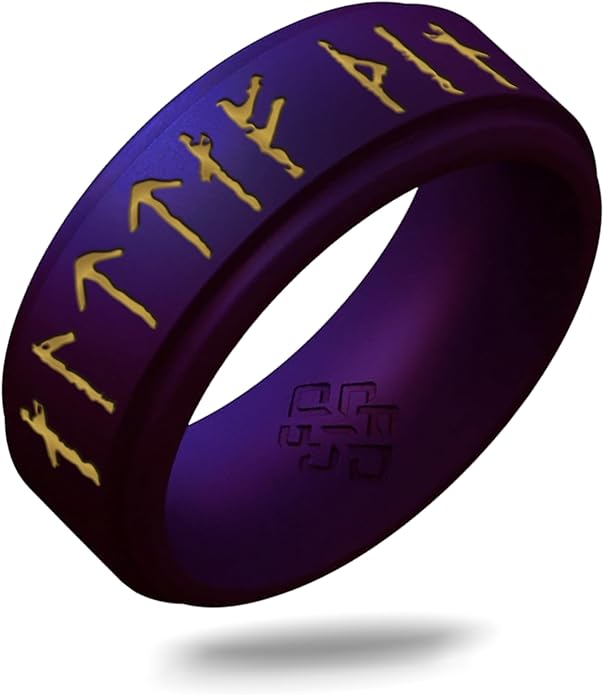 Knot Theory Viking Silicone Ring - Yours Always in Rune Characters Breathable Comfort Fit - Valentine's Engagement Mens Wedding Band