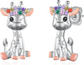 Axolotl/Highland Cow/Panda/Giraffe Stud Earrings 925 Sterling Silver Cute Animal Earrings with with Colored Zircon Animal Jewelry Gift for Girls Women