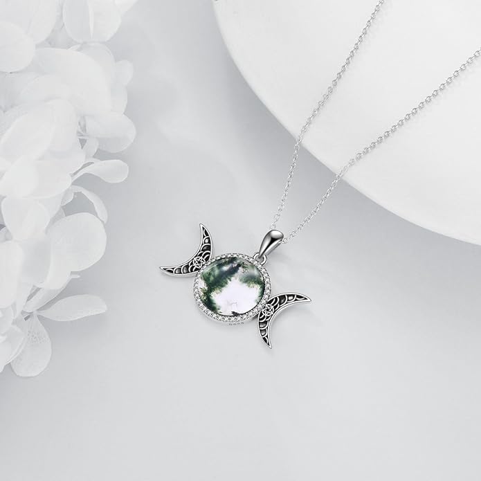 TIGER RIDER Moon Cat Necklace 925 Sterling Silver Blue Butterfly Black Jewelry Gifts Birthday Christmas Gifts for Women Wife Cat Lovers