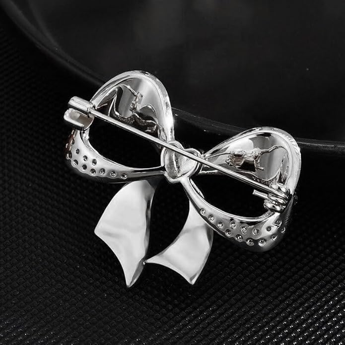 Bow Knot Pin Rhinestone Crystal Pearl Brooch 18k Gold Plated Lapel Pin Birthday Jewelry Gift for Women Men