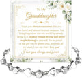 To My Granddaughter Bracelet from Grandma and Grandpa, Heart Chain Bracelet with Shiny Stones, Perfect Birthday or Graduation Christmas Gift for Granddaughter with Message Card and Gift Box