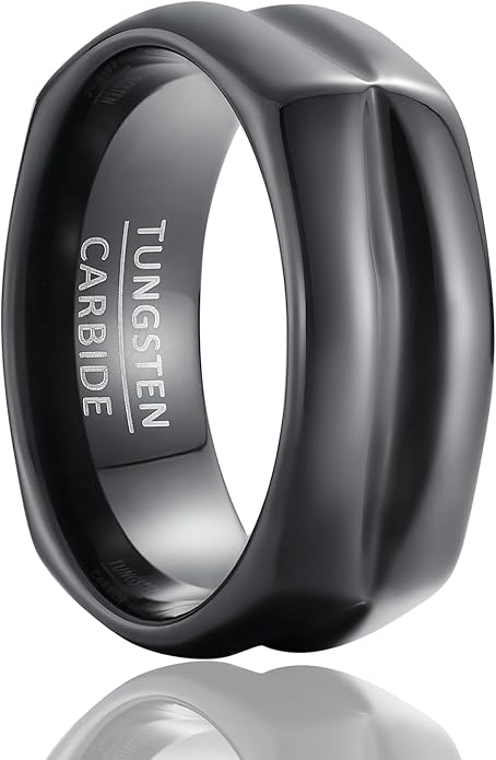 | Split-Face Band - 8mm Wide Precisionist Tungsten Ring for Men & Women | Wedding & Commitment