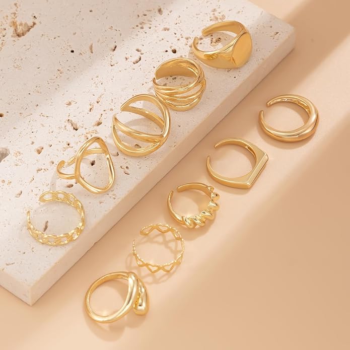 Sora Tuki Rings for Women Chunky Rings Set Adjustable Stackable Ring for Women Bold Thick Statement Ring Trendy Chunky Jewelry
