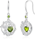 FANCIME Tree of Life Dangle Drop Earrings 925 Sterling Silver Dainty Round Gemstone Birthstone Earring Fine Jewelry Birthday Christmas Gifts for Her Women