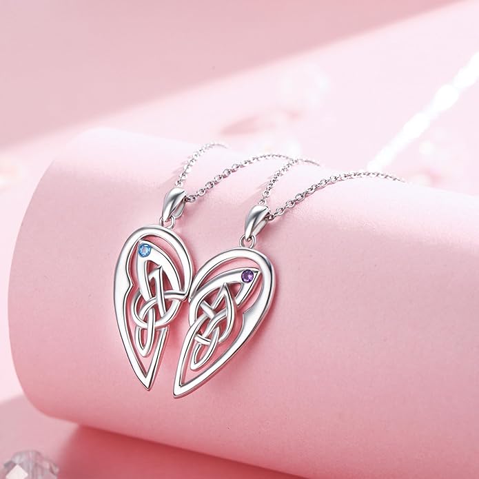 Couple Necklace S925 Sterling Silver for Women Men Mother and Daughter Matching Necklace Jewelry Gifts Birthday Valentine's Day Christmas Thanksgiving