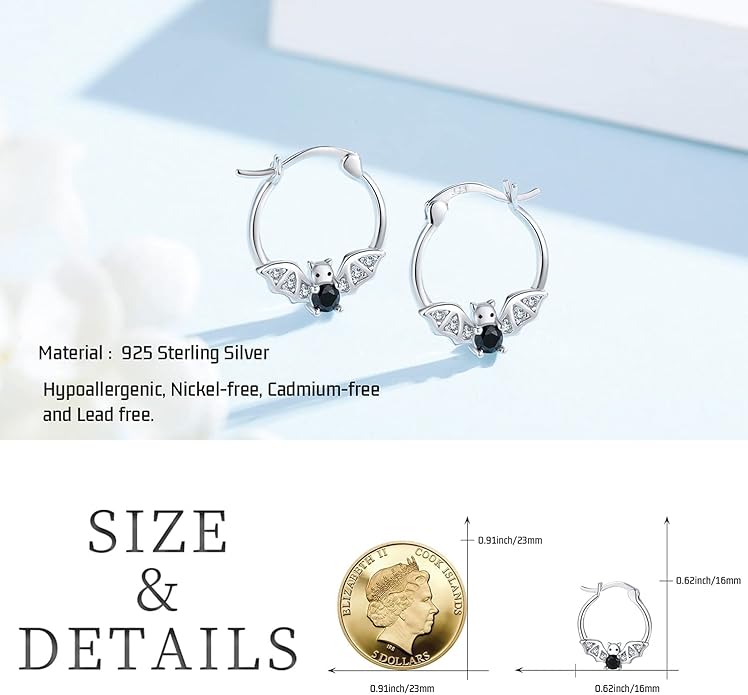 JUSTKIDSTOY Hypoallergenic Panda/Unicorn/Hummingbird/Dolphin Hoop Earrings for Women 925 Sterling Silver Animal Huggie Hoop Earrings Jewelry Gifts for Sensitive Ears