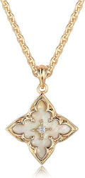 Fettero Gold Clover Necklace for Women Dainty 14K Gold Plated CZ Pendant Necklace Adjustable Chain Choker Charm Colorful Clover Pendant Lucky Necklaces for Women Jewelry
