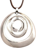 GelConnie Boho Necklaces for Women Vintage Silver Circles Long Pendant Necklace Cowgirl Sweater Necklace Adjustable Leather Choker Necklace for Women