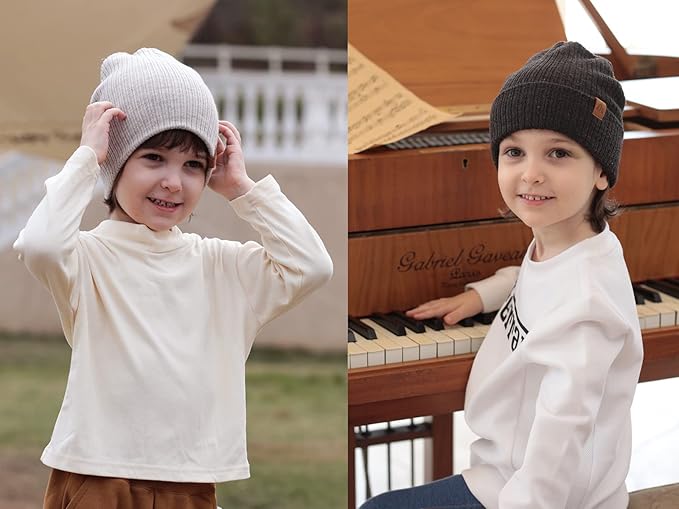 Moon Kitty 2PCS Baby Beanie Soft Toddler Beanie Warm Knitted Infant Winter Hats for Baby Boys