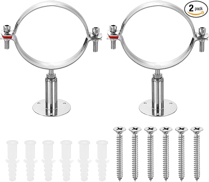 HARFINGTON 2 Set Wall Mount Ceiling Mount Pipe Supports 304 Stainless Steel by HARFINGTON