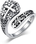 Midari Sun and Moon/Bee/Celtic/Life of Tree/Lotus Spoon Ring for Women 925 Sterling Silver Adjustable Ring Open Ring for Women Men Halloween Birthday Gift