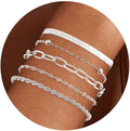 VIBILIA Dainty Gold Chain Bracelet for Women Trendy Stackable Adjustable Layered Metal Bracelet Gold Plated Twist Link Figaro Chain Paperclip Bracelets Fashion Jewelry