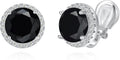 YOQUCOL 10MM Cubic Zirconia Crystal Clip On Stud Earrings Round Non Pierced Earrings for Women