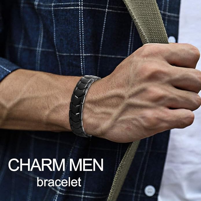 KYOSI 3X Magnetic Bracelets for Men Three rows Energy Stainless Steel Bracelet Magnet Link Mens Christmas Gift Jewelry
