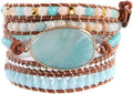 YGLINE Boho Handmade Wrap Leather Tube Crystal Stone Bracelet for Women