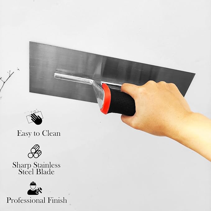 Drywall Flat Trowel 4pcs Set Carbon Steel Masonry Trowel Set | Soft Handle - Image 3