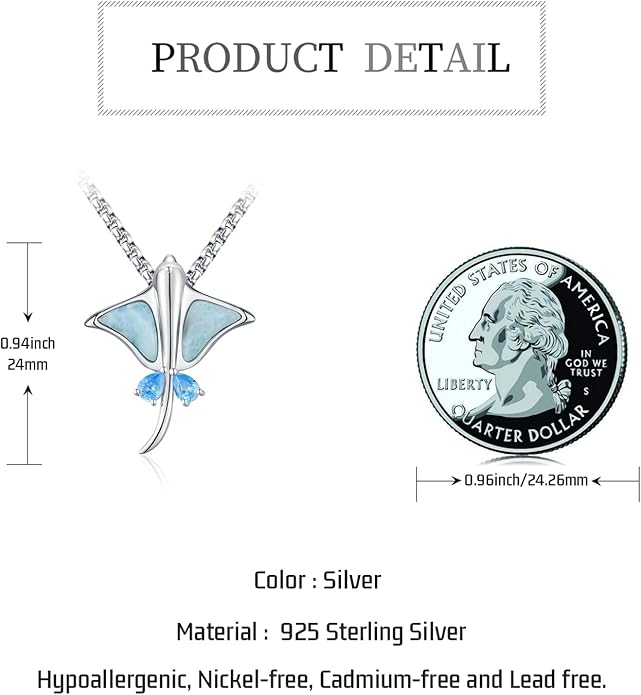Midir&Etain Ocean Necklace 925 Sterling Silver Blue Opal Necklace Starfish/Flip Flop/Shark Pendant Beach Ocean Jewelry for Women