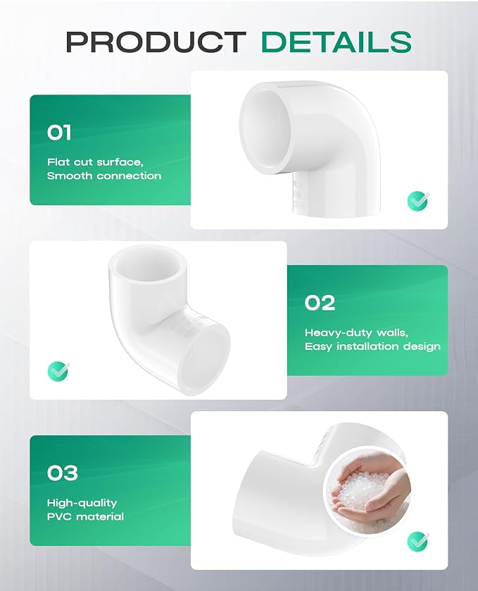 4 Inch PVC Fittings 90 Degree Elbow, Furniture Build Grade SCH40 White PVC Pipe - Image 6
