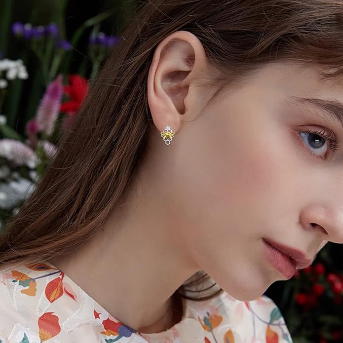 PELOVNY Animal Dangle Earrings Sterling Silver Hypoallergenic Moss Agate Crystal Moonstone Earrings Bee Butterfly Dolphin Peacock Phoenix Jewelry Birthday Christmas Gifts for Women
