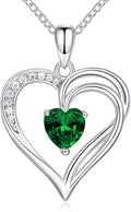 925 Sterling Silver Heart Necklace for Women Birthstone Necklace Silver Jewelry for Womens Jewelry Gifts for Women Her Mom