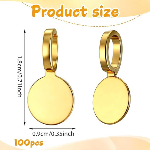100 pcs Gold Bails for Jewelry Making, Zinc Alloy on Flat Pad Bail Pendant Connectors Round Hanger Glue on Pendant Bails for Pendants Craft DIY Jewelry Making Accessories