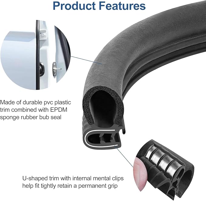 Automotive Door Weather Stripping 40Ft Car Door Rubber Edge Trim Seal Strip - Image 3