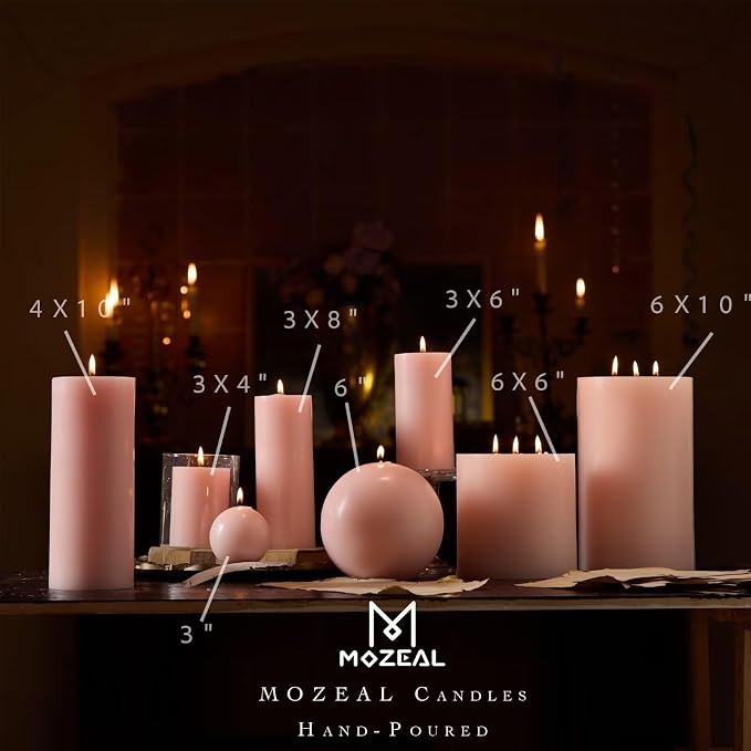 MOZEAL 3" x 6" Hand-Poured Unscented Candle, Dripless Pillar Candle Set of 3 - Image 4