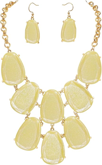 Firstmeet Chunky Bubble Statement Collar Necklace with Earrings for Women