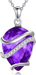 Birthstone Necklace for Women Sterling Silver Teardrop Pendant Necklace Birthday Jewelry Gift for Women