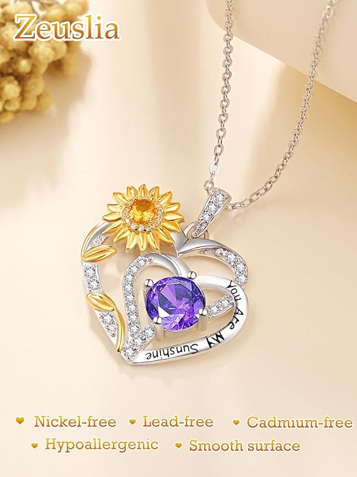 Valentine's Day Gifts for Wife 925 Sterling Silver Double Birthstone Pendant Necklaces I Love You for Always and Forever Necklace Anniversary Birthday Gifts for Wife Girlfriend Mom Her