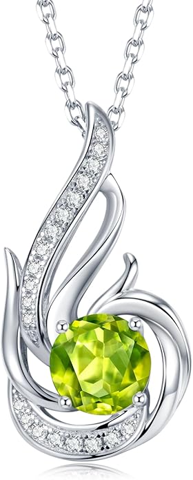 Birthstone Necklace for Women 925 Sterling Silver Phoenix Charm Necklace Birthday Anniversary Christmas Fine Jewelry Gifts for Women Mother Her, Adjustable Chain