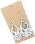 Antique Silver Floral Stamp Teardrop on Sterling Silver Earrings Boho Women Handmade Sundance Dreams Designs