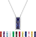 SUNFEEL Birthstone Necklace for Women, S925 Sterling Silver Necklaces with Square Cubic Zirconia Gemstone Necklace Women's Jewelry Anniversary Birthday Gifts for Women Mom Wife Her