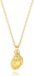 Natural Seashell Shell Scallop Pendant Choker Necklace Adjustable 18K Gold Plated Cable Chain Handmade Jewelry for Women Girls