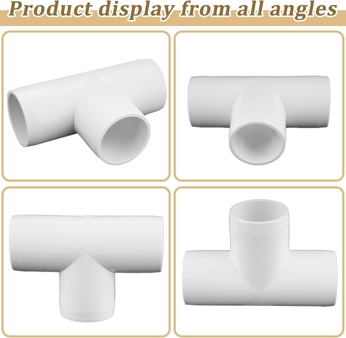 20-Pack 1/2" Tee PVC Fittings, Furniture Grade Pipe Fittings 3 Way - Image 6