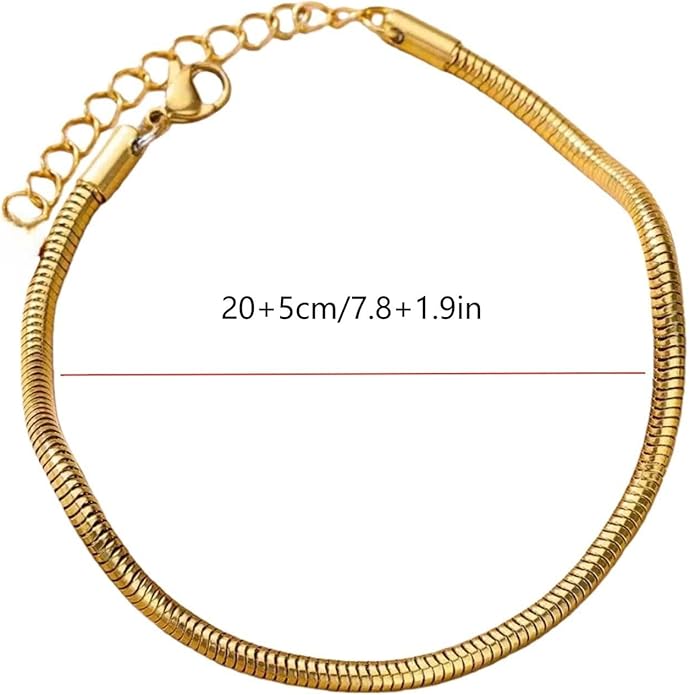Adjustable Stainless Steel Snake Chain Anklet for Women Minimalist Beach Summer Ankle Bracelet Jewelry Gift