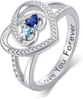 Valentine's Day Gifts for Women Birthstone Rings for Women Heart Statemet Engagement Eternity Wedding Promise Rings Jewelry Anniversary Christmas Valentine Mothers Day Birthday Gifts for Wife Her Girlfriend