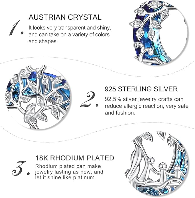 Vito 925 Sterling Silver Tree of Life Necklace for Women, Mother Tree Pendant for Mom Mother Necklace Mother's Day Jewelry Gift for Wife Grandma, 18/22 Inch Chain
